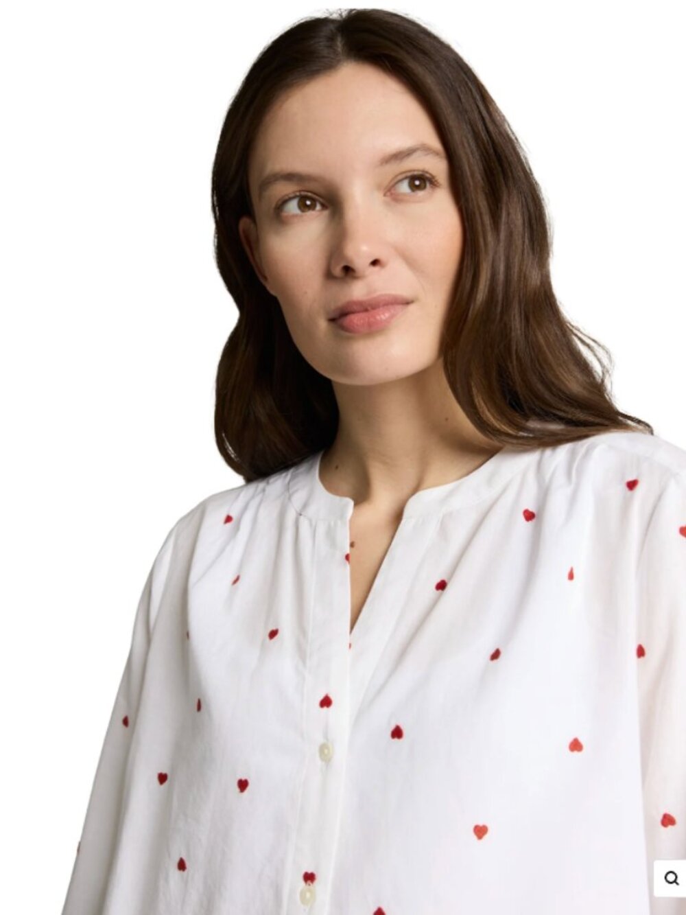 NWT Tom Tailor Embroidered Buttoned White Blouse w/ small hearts, Size 40 EU